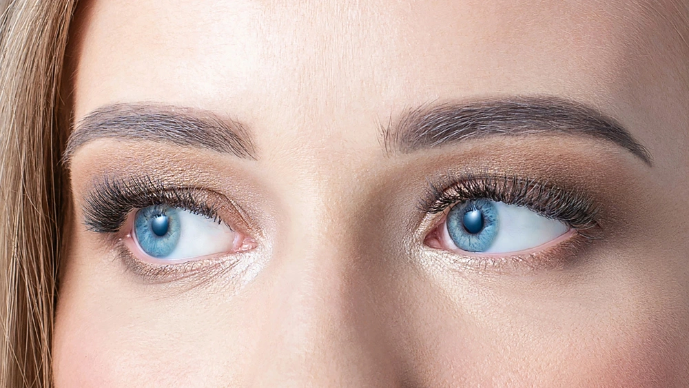 Natural classic lash extensions close-up